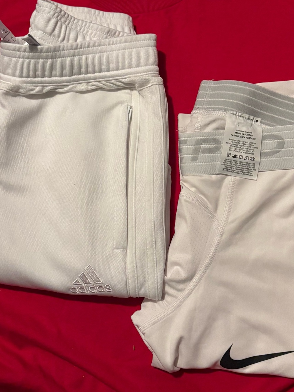 Adidas Kids White clima cool pants and Nike Pro Kids Dri-FIT Fitness Tights